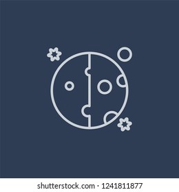Half moon icon. Half moon linear design concept from Astronomy collection. Simple element vector illustration on dark blue background.