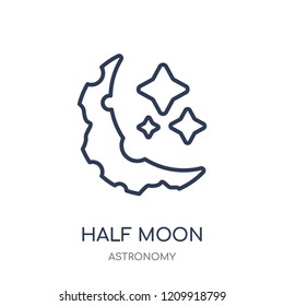 Half moon icon. Half moon linear symbol design from Astronomy collection.