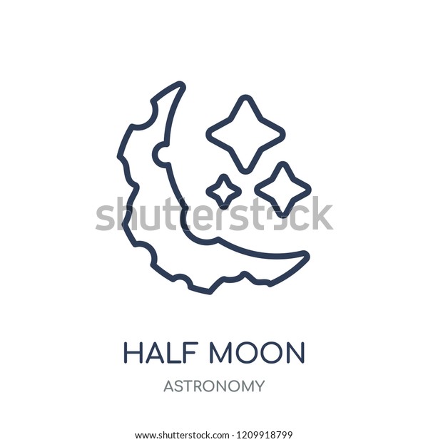 Half moon icon. Half moon linear symbol\
design from Astronomy\
collection.