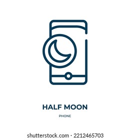 Half moon icon. Linear vector illustration from phone collection. Outline half moon icon vector. Thin line symbol for use on web and mobile apps, logo, print media.