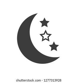 Half moon icon on white background. Vector Illustration