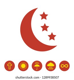 Half moon icon on white background. Vector Illustration