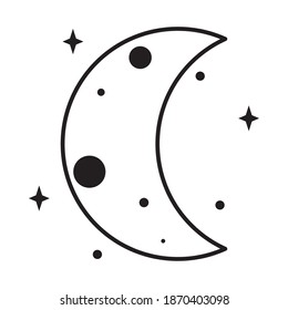 icono de media luna sobre fondo blanco, estilo de línea, ilustración vectorial