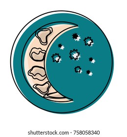 half moon icon over white background vector illustration