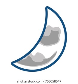 half moon icon over white background vector illustration