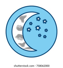half moon icon over white background vector illustration