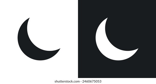 Half Moon Icon Set. Ramadan Moon Vector Symbol.