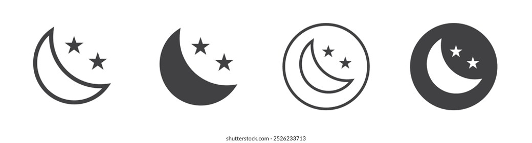 Half moon icon Simple outline vector logo