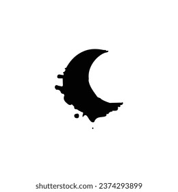 Half moon icon. Simple style Halloween holiday event poster background symbol. Half moon brand logo design element. Half moon t-shirt printing. Vector for sticker.