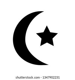 half moon icon and the star in the middle is black, special ramadhan kareem with iconic glyph style