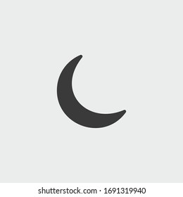 half moon icon. half moon vector on gray background
