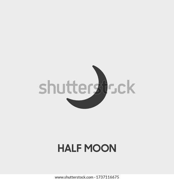 half moon\
icon. half moon vector on gray\
background