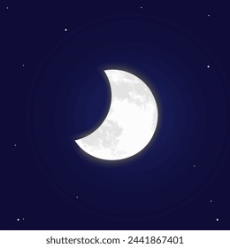 Half Moon Illustration on Night Sky