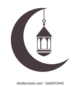 Halbmond mit Laterne ramadan arabic islamic festival Vektorillustration Illustration Silhouette Stil Symbol