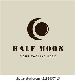 diseño gráfico de icono de la plantilla de ilustración vectorial de media luna. signo o símbolo lunar con estilo retro simple
