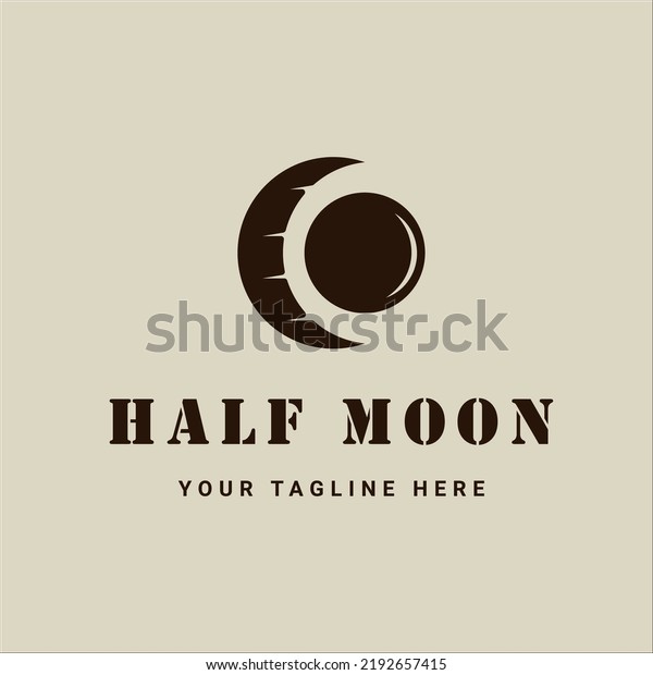 half moon\
logo vintage vector illustration template icon graphic design.\
lunar sign or symbol with simple retro\
style