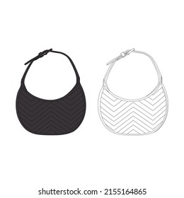 Media Luna Mini Bag Vector Calzado Blanco y Negro Moda Ilustración Diseño Comercial Uso V15