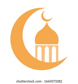 half moon mosque temple ramadan arabic islamic celebration vector illustration tone color icon