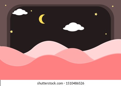 Half moon and mountain scenery