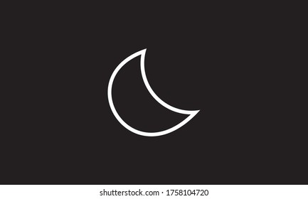 Half moon. Night icon. Black moon, night isolated on white background. Flat. Vector illustration. Weather forecast line, modern. Meteorology symbol. Design element. Monochrome.