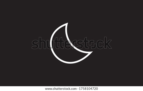 半月 夜のアイコン 白い背景に黒い月 フラット ベクターイラスト 天気予報ライン モダン のベクター画像素材 ロイヤリティフリー