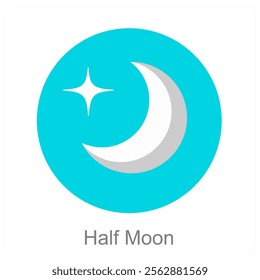 Half Moon and night icon concept