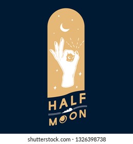 Half moon with ok hand gesture vector
