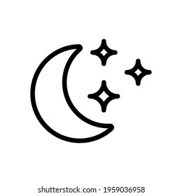 Half moon on night sky, simple icon. Black icon on white background
