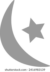 Half moon outline and filled vector icon sign symbol
