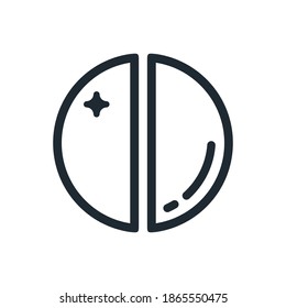 half moon. Outline style .Space science astronomy icon symbol. Vector Illustration. Black Siluet