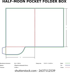 Half moon pocket folder box template die cut design