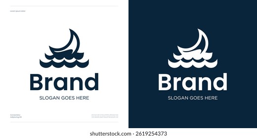 Elemento de Plantilla de Vector de diseño de icono de logotipo de agua superficial de mar de altura de media luna editable, media luna de símbolo para negocios de identidad de marca