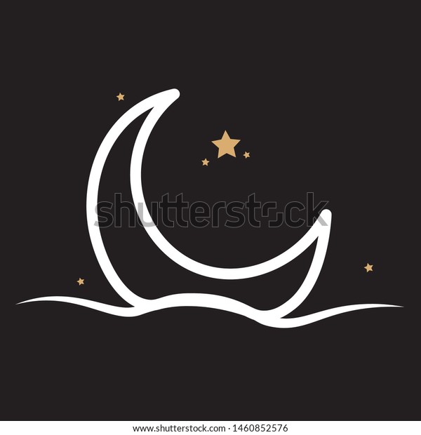 Half moon set rise ocean ocean surface water logo.\
template vector 