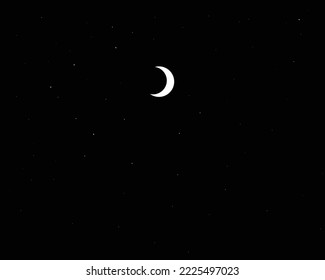 Half moon sight on dark black sky along with the stars