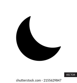 Icono de vector de silueta de media luna en diseño de estilo plano para el diseño de sitios web, aplicación, interfaz de usuario, aislado en fondo blanco. Ilustración vectorial EPS 10.