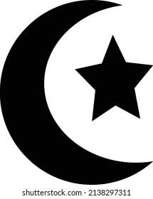 half moon and star flat icon islamic symbol illustration moeslem