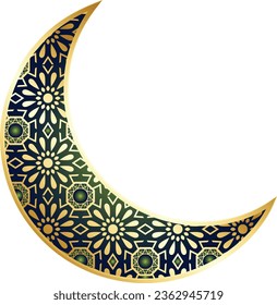 half moon and star in Gold, symbol of nations and the islam
