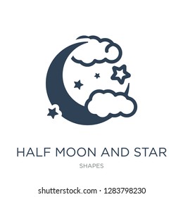 half moon and star icon vector on white background, half moon and star trendy filled icons from Shapes collection, half moon and star vector illustration
