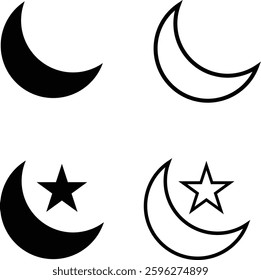 half moon with star illustrative