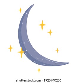 half moon and star sky vector illustration white background