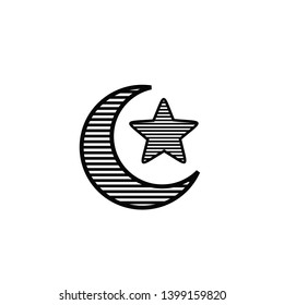 Half moon and star with strips line logo