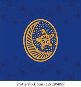 Half moon and star. Vector illustration