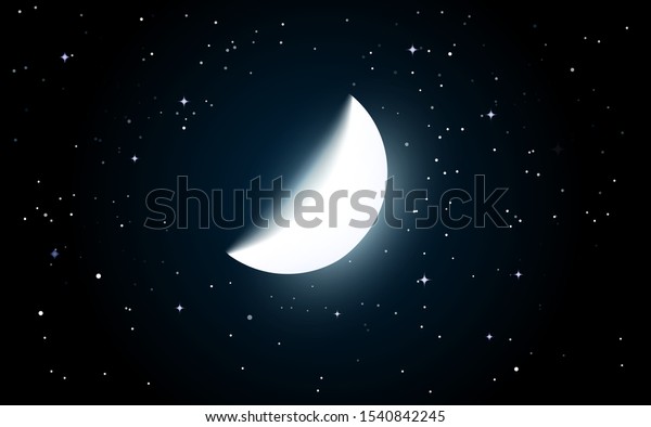half moon in starry\
sky