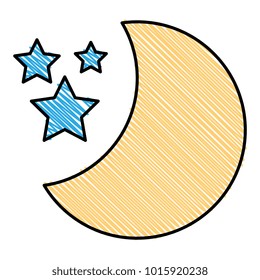 half moon with stars