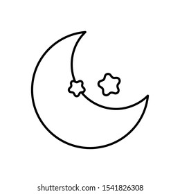 half moon and stars decoration vector illustration thick line