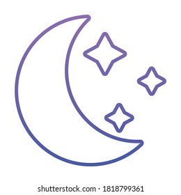 half moon and stars icon over white background, gradient style, vector illustration