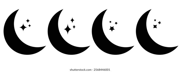 Half moon stars icon. Vector illustration	
