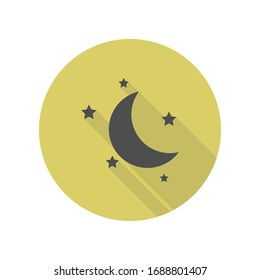 half moon and stars long shadow icon. Simple glyph, flat vector of web icons for ui and ux, website or mobile application