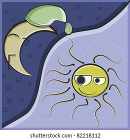 Half moon and sun