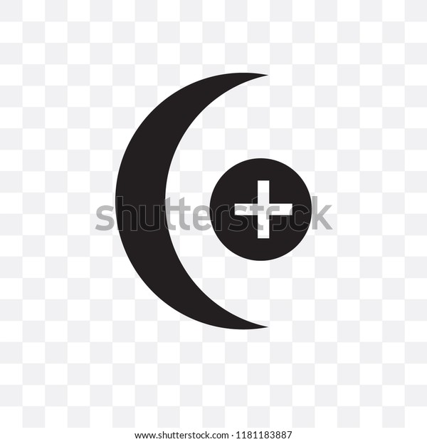 Half moon vector icon isolated on transparent\
background, Half moon logo\
concept